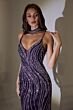 LaDivine CD719 Embellished Plunging Neckline with Choker Dress