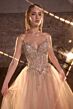 LaDivine CD721 Beaded Corset Bodice Strapless Lace Up Dress