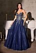 LaDivine CD721 Beaded Corset Bodice Strapless Lace Up Dress