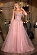 LaDivine CD721 Beaded Corset Bodice Strapless Lace Up Dress