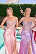LaDivine CD722 Plunging Neck Side Streamer Dress