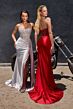 LaDivine CD722 Plunging Neck Side Streamer Dress