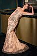 LaDivine CD723 Plunging Neckline Lace Up Floral Dress