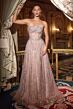 LaDivine CD724 Lace Up Strapless Glitter Tulle Dress