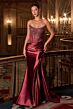 LaDivine CD725 Beaded Corset Bodice Scoop Neckline Strapless Dress