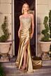 LaDivine CD725 Beaded Corset Bodice Scoop Neckline Strapless Dress