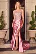 LaDivine CD725 Beaded Corset Bodice Scoop Neckline Strapless Dress