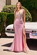 LaDivine CD727 High Slit Embellished Strapless Dress