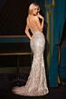 LaDivine CD728 Plunging Neckline Embellished Lace Up Dress