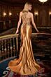 LaDivine CD733 High Slit Scoop Neckline Strapless Dress