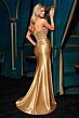 LaDivine CDS543 Slit Skirt Beaded Corset Bodice Strapless Dress