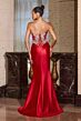 LaDivine CDS546 Slit Skirt Beaded Corset Bodice Embellished Dress