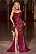 LaDivine CDS550 Slit Skirt with Choker Lace Dress