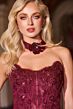 LaDivine CDS550 Slit Skirt with Choker Lace Dress