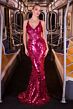 LaDivine CDS551 Spaghetti Strap Lace Up Sequin Dress