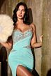 LaDivine CDS552 Slit Skirt Cutout Back Dress