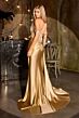 LaDivine CDS554 Beaded Corset Top Drape Skirt with Side Tail Dress