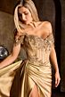 LaDivine CDS554 Beaded Corset Top Drape Skirt with Side Tail Dress