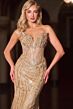 LaDivine CDS557 Basque Waist Embellished Dress
