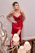 LaDivine CDS559 High Slit Drape Skirt Dress