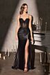 LaDivine CDS559 High Slit Drape Skirt Dress