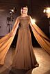 LaDivine CL08 Bateau Neckline Cape Sleeve Dress