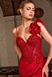 LaDivine CM386 High Slit Sweetheart Neckline Lace Up Dress