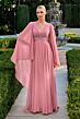LaDivine CM8244 V-Neckline Cape Sleeve Dress