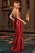 LaDivine J886 High Slit Asymmetrical Neckline Side Tail Dress