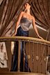 LaDivine J886 High Slit Asymmetrical Neckline Side Tail Dress