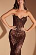 LaDivine J888 Lace Up Strapless Embellished Dress