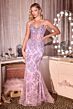 LaDivine J889 Spaghetti Strap Embellished Dress