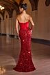 LaDivine J892 Beaded Corset Bodice Backless Dress