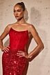 LaDivine J892 Beaded Corset Bodice Backless Dress