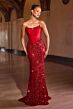 LaDivine J892 Beaded Corset Bodice Backless Dress