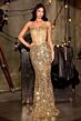 LaDivine J892 Beaded Corset Bodice Backless Dress