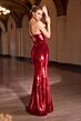 LaDivine J894 Plunging Neckline Sequin Dress