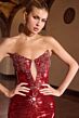LaDivine J894 Plunging Neckline Sequin Dress