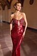 LaDivine J894 Plunging Neckline Sequin Dress