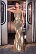 LaDivine J894 Plunging Neckline Sequin Dress