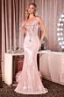 LaDivine J894 Plunging Neckline Sequin Dress