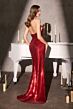LaDivine J910 Brush Train Sequin Dress
