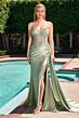 LaDivine KV1131 High Slit Strapless with Side Tail Dress