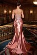 LaDivine KV1132 High Slit Strapless Satin Dress