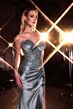 LaDivine KV1132 High Slit Strapless Satin Dress
