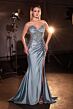 LaDivine KV1132 High Slit Strapless Satin Dress