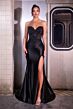 LaDivine KV1132 High Slit Strapless Satin Dress