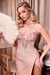 LaDivine KV1138 Slit Skirt Plunging Sweetheart Neckline Dress