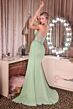 LaDivine KV1143 Beaded Corset Bodice High Slit Dress