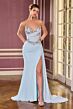 LaDivine KV1143 Beaded Corset Bodice High Slit Dress